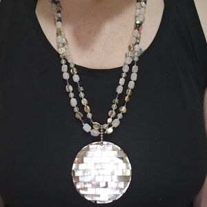 Silpada M.O.P Inlay Pendant And Natural Gemstone Necklace